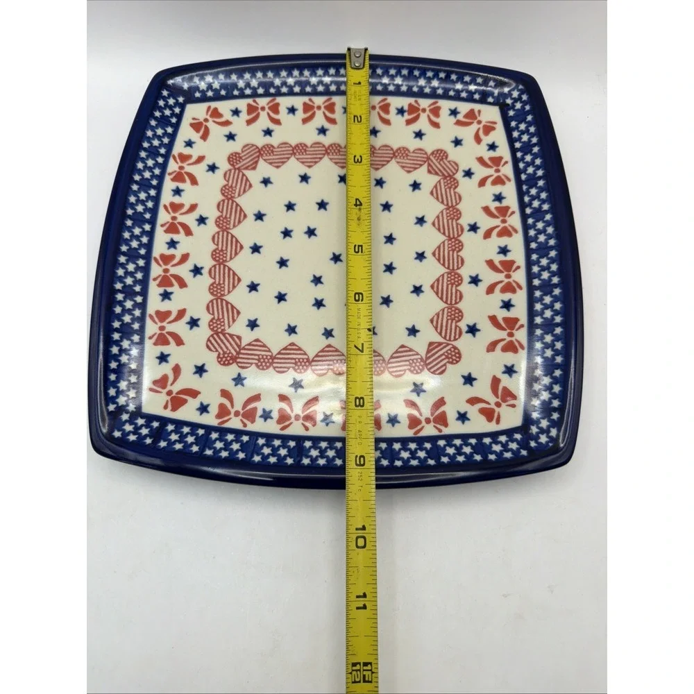 Kalich Polish Pottery Plate Boleslawiec Square 9.25